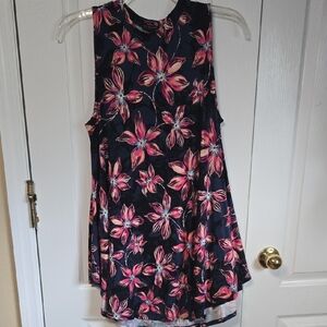 Lane Bryant Navy and Pink Floral Dress